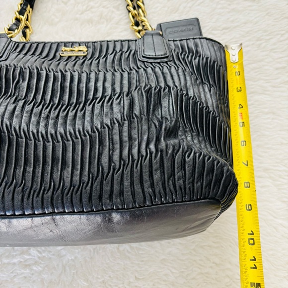 Coach Madison 20522 Pleated Black Leather Tote Bag - Picture 9 of 16